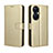 Custodia Portafoglio In Pelle Cover con Supporto BY5 per Huawei Nova 11i Oro