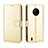 Custodia Portafoglio In Pelle Cover con Supporto BY5 per Nokia C200 Oro