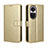 Custodia Portafoglio In Pelle Cover con Supporto BY5 per Oppo Reno10 5G Oro