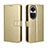 Custodia Portafoglio In Pelle Cover con Supporto BY5 per Oppo Reno10 Pro 5G Oro