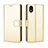 Custodia Portafoglio In Pelle Cover con Supporto BY5 per Sony Xperia Ace III SO-53C Oro