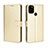 Custodia Portafoglio In Pelle Cover con Supporto BY5 per Wiko View5 Oro