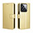 Custodia Portafoglio In Pelle Cover con Supporto BY5 per Xiaomi Mi 14 Pro 5G Oro