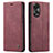 Custodia Portafoglio In Pelle Cover con Supporto C01S per Oppo A78 4G Rosso Rosa