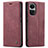 Custodia Portafoglio In Pelle Cover con Supporto C01S per Oppo Reno10 5G Rosso Rosa