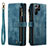 Custodia Portafoglio In Pelle Cover con Supporto C01S per Samsung Galaxy S23 Ultra 5G Blu