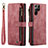 Custodia Portafoglio In Pelle Cover con Supporto C01S per Samsung Galaxy S23 Ultra 5G Rosso