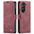 Custodia Portafoglio In Pelle Cover con Supporto C01S per Samsung Galaxy Z Fold5 5G Rosso Rosa