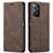 Custodia Portafoglio In Pelle Cover con Supporto C01S per Xiaomi Redmi Note 11 Pro 4G Marrone