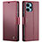 Custodia Portafoglio In Pelle Cover con Supporto C01S per Xiaomi Redmi Note 12 Turbo 5G Rosso Rosa