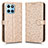 Custodia Portafoglio In Pelle Cover con Supporto C01X per Huawei Honor X6 Oro