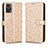 Custodia Portafoglio In Pelle Cover con Supporto C01X per Motorola Moto E22 Oro