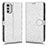Custodia Portafoglio In Pelle Cover con Supporto C01X per Motorola Moto E32s Argento