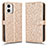 Custodia Portafoglio In Pelle Cover con Supporto C01X per Motorola Moto G53 5G Oro