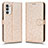 Custodia Portafoglio In Pelle Cover con Supporto C01X per Motorola Moto G82 5G Oro