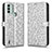 Custodia Portafoglio In Pelle Cover con Supporto C01X per Nokia C31 Argento