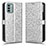 Custodia Portafoglio In Pelle Cover con Supporto C01X per Nokia G22 Argento