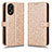 Custodia Portafoglio In Pelle Cover con Supporto C01X per Oppo A38 Oro