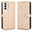 Custodia Portafoglio In Pelle Cover con Supporto C01X per Samsung Galaxy F23 5G Oro