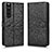 Custodia Portafoglio In Pelle Cover con Supporto C01X per Sony Xperia 1 III Nero