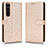 Custodia Portafoglio In Pelle Cover con Supporto C01X per Sony Xperia 1 III Oro