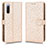 Custodia Portafoglio In Pelle Cover con Supporto C01X per Sony Xperia 10 III Lite Oro