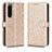 Custodia Portafoglio In Pelle Cover con Supporto C01X per Sony Xperia 5 III Oro