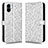 Custodia Portafoglio In Pelle Cover con Supporto C01X per Xiaomi Redmi A2 Argento