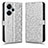 Custodia Portafoglio In Pelle Cover con Supporto C01X per Xiaomi Redmi Note 13 Pro+ Plus 5G Argento