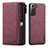 Custodia Portafoglio In Pelle Cover con Supporto C02S per Samsung Galaxy S21 5G Rosso