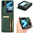 Custodia Portafoglio In Pelle Cover con Supporto C02X per Oppo Find N2 Flip 5G Verde