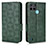 Custodia Portafoglio In Pelle Cover con Supporto C02X per Realme C21Y Verde