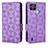 Custodia Portafoglio In Pelle Cover con Supporto C02X per Realme C21Y Viola