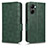 Custodia Portafoglio In Pelle Cover con Supporto C02X per Realme C33 Verde