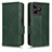 Custodia Portafoglio In Pelle Cover con Supporto C02X per Realme C53 Verde