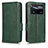 Custodia Portafoglio In Pelle Cover con Supporto C02X per Xiaomi Redmi Note 11E Pro 5G Verde