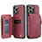 Custodia Portafoglio In Pelle Cover con Supporto C03S per Apple iPhone 16 Pro Rosso