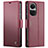 Custodia Portafoglio In Pelle Cover con Supporto C03S per Oppo Reno10 5G Rosso Rosa