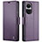 Custodia Portafoglio In Pelle Cover con Supporto C03S per Oppo Reno10 5G Viola