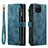 Custodia Portafoglio In Pelle Cover con Supporto C03S per Samsung Galaxy A12 Nacho Blu