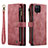 Custodia Portafoglio In Pelle Cover con Supporto C03S per Samsung Galaxy A12 Rosso