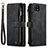 Custodia Portafoglio In Pelle Cover con Supporto C03S per Samsung Galaxy A22 5G Nero