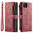 Custodia Portafoglio In Pelle Cover con Supporto C03S per Samsung Galaxy F42 5G Rosso