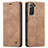 Custodia Portafoglio In Pelle Cover con Supporto C03S per Samsung Galaxy S21 Plus 5G Marrone Chiaro