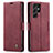 Custodia Portafoglio In Pelle Cover con Supporto C03S per Samsung Galaxy S21 Ultra 5G Rosso Rosa