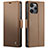 Custodia Portafoglio In Pelle Cover con Supporto C03S per Xiaomi Redmi Note 12R 5G Marrone