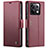 Custodia Portafoglio In Pelle Cover con Supporto C03S per Xiaomi Redmi Note 13 Pro 5G Rosso