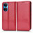 Custodia Portafoglio In Pelle Cover con Supporto C03X per Huawei Honor X7 Rosso