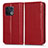 Custodia Portafoglio In Pelle Cover con Supporto C03X per OnePlus 10 Pro 5G Rosso