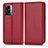 Custodia Portafoglio In Pelle Cover con Supporto C03X per Oppo A77 5G Rosso